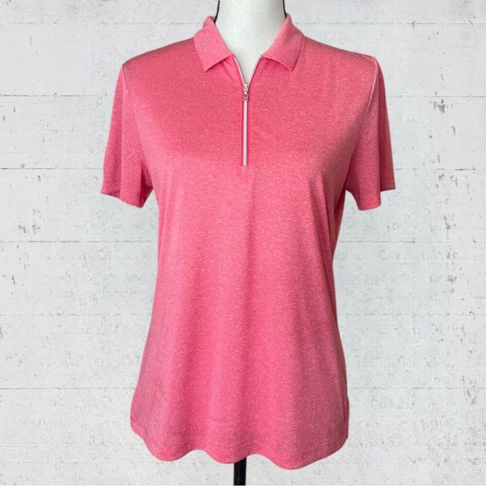 Callaway Women’s 1/4 Zip Short Sleeve Golf Polo Shirt Pink Opti-Dri Size M
